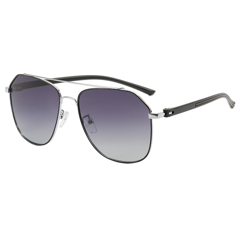 Title 2, Large Frame Metal Double Bridge Aviator Sunglasses