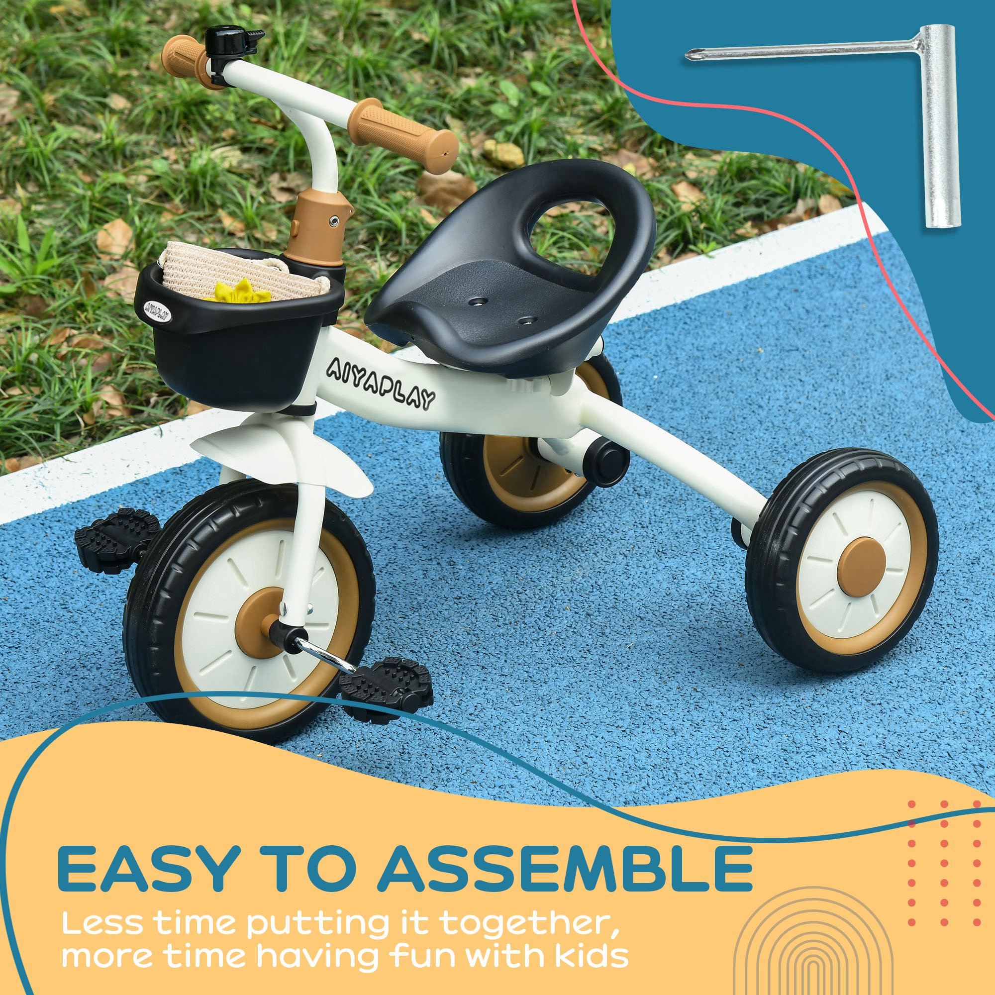 Children's Tricycle With Adjustable Seats, Basket, And Bell, Suitable — image 7