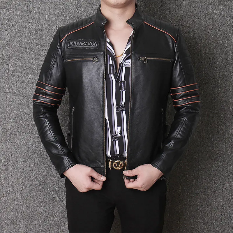 Harley Genuine Leather Clothes Men's Motorcycle Riding Clothing Slim