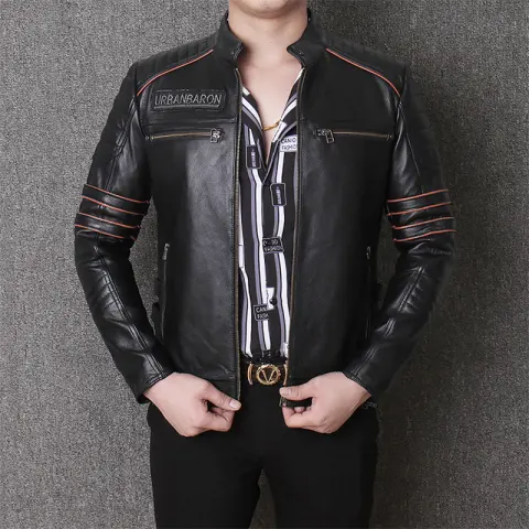 Harley Genuine Leather Clothes Men's Motorcycle Riding Clothing Slim