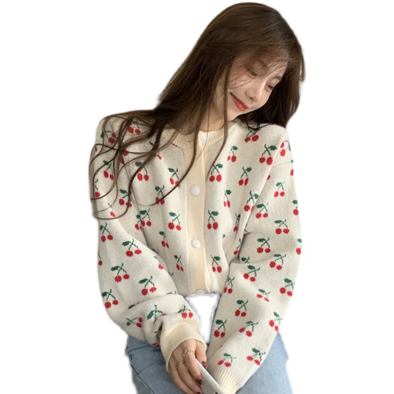 Title 3, Fashionable Lady Cute Cherry Jacquard Jacket