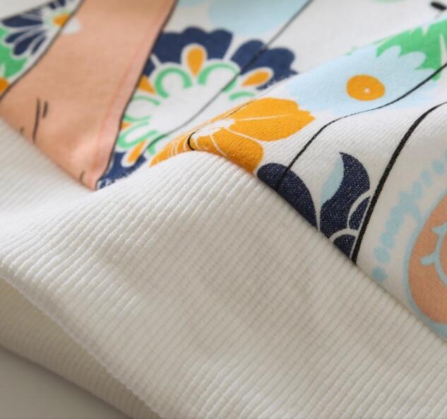 Fashion Round Neck Girls Print Casual Loose Pullover Sweatshirt