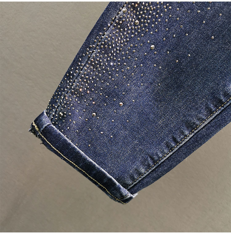 Cotton Elastic Slimming High-waisted Slimming Heavy-duty Hot-drilled Pencil Pants