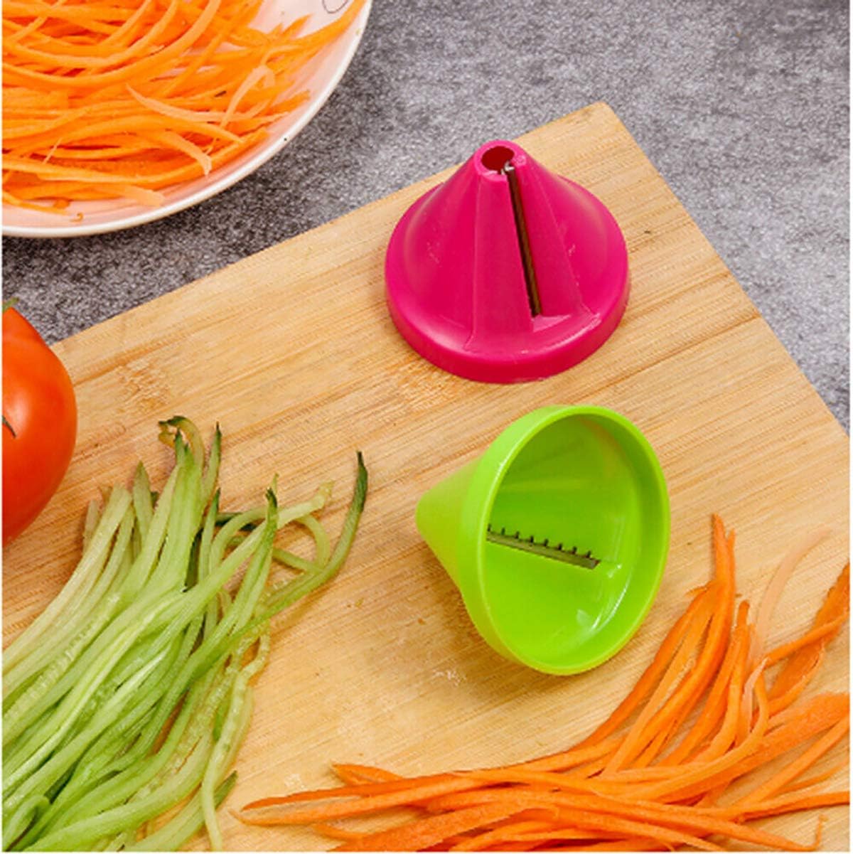 2Pcs Handheld Spiralizer Grater Shredder, Vegetable Fruit Spaghetti Noodle Maker For Zucchini Carrot Radish, Funnel Style Kitchen Gadget