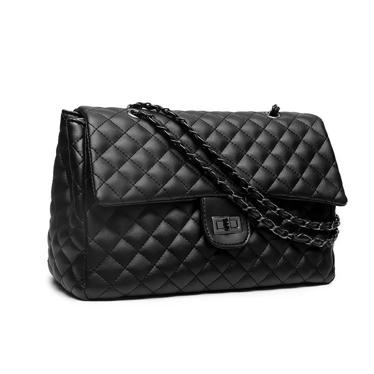 Large-capacity Retro Tote Messenger Female Bag - Black