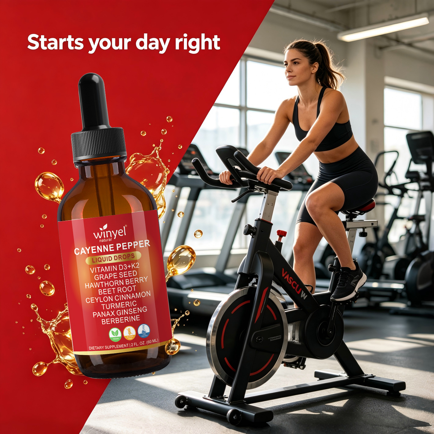 WINYEL Cayenne Pepper Drops Supplement Liquid  Hawthorn Berry, Vitamin D3 K2 Beet Root Powder, Ceylon Cinnamon, Turmeric Curcumin, Organic Panax Ginseng, Berberine Extract 1 Pack — view 6