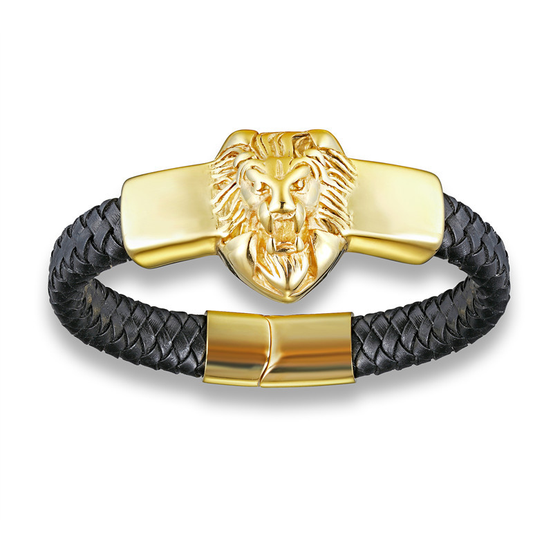 Title 6, Stainless Steel Lion Head Fashion Hand-woven Me...