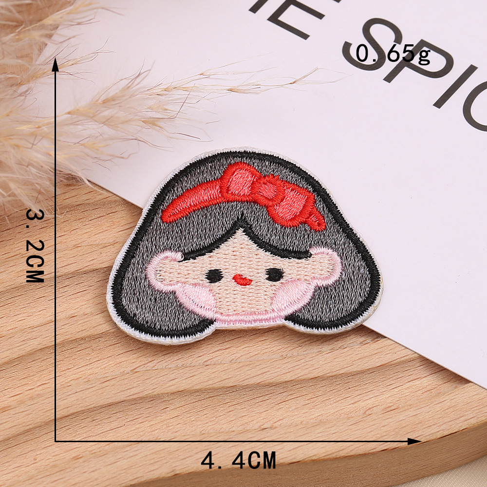 Title 8, Cartoon Girl Head Portrait Embroidery Badge Sel...