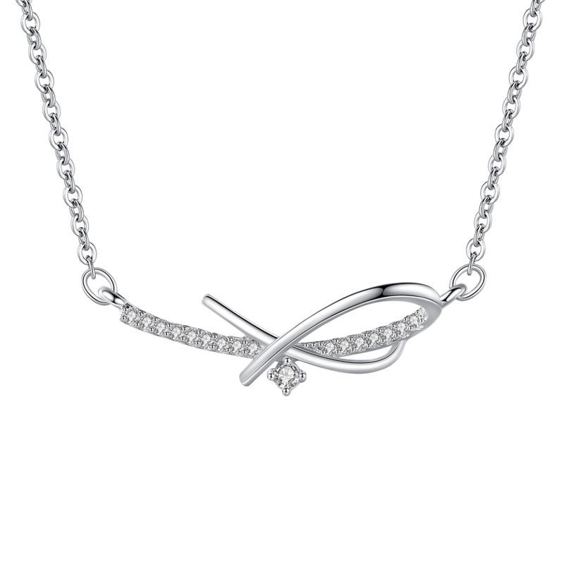 925 Sterling Silver Bow Micro Set Necklace