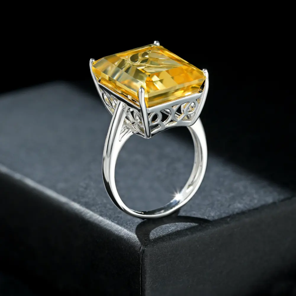 Natural Topaz Ring S925 Sterling Silver Gemstone Inlaid