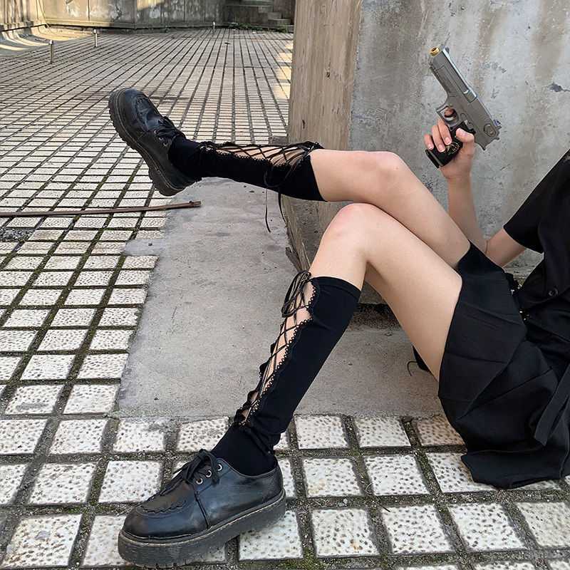 Fashionable Cross Straps Over-the-knee Socks