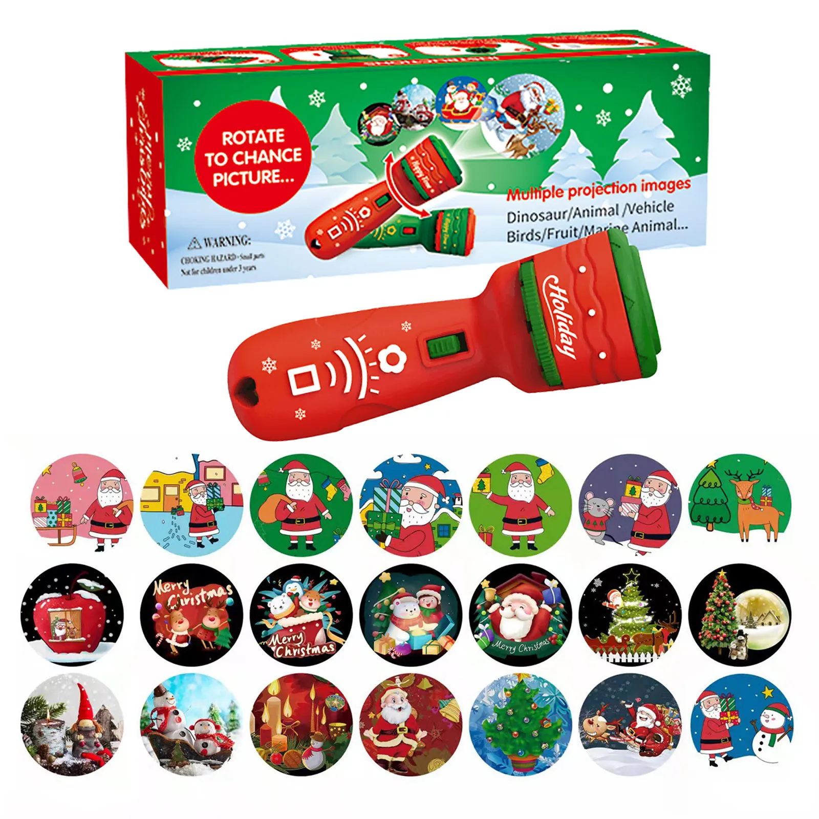 Santa Christmas Tree Flashlight Projector Torch Lamp Toy Early Education Toy For Kid Holiday Birthday Xmas Gift – image 2