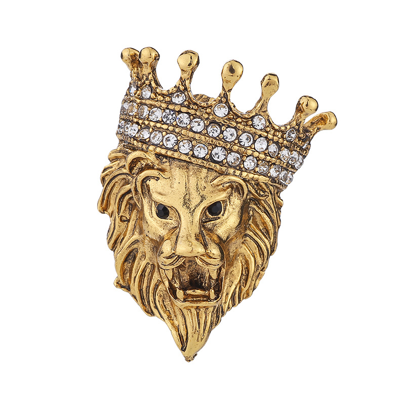 Title 5, Aggressive Lion Head Inlaid With Diamond Pin