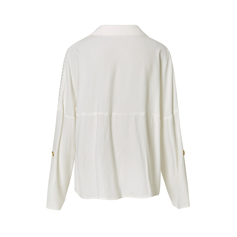 Original Shirt Striped Pleated Top Shirt Pit Female Simple Design Sense White