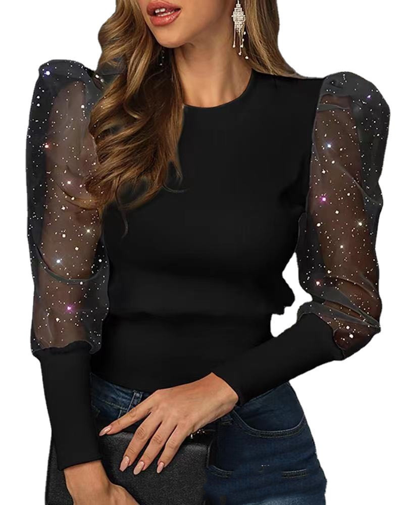 Women's Pit Strip Gauze See-through Temperament Top