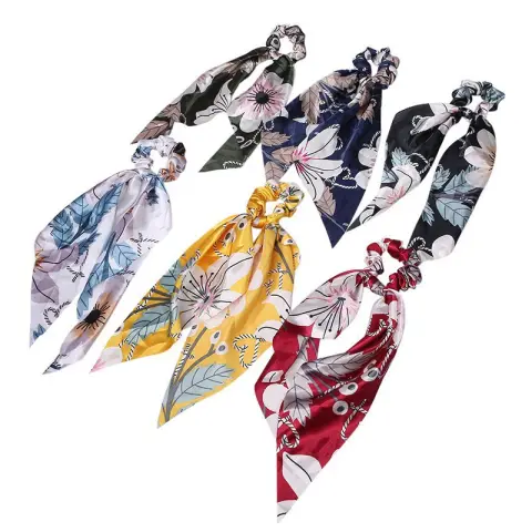 Fashion Long Streamer Printed Fabric Tie Hair Accessory