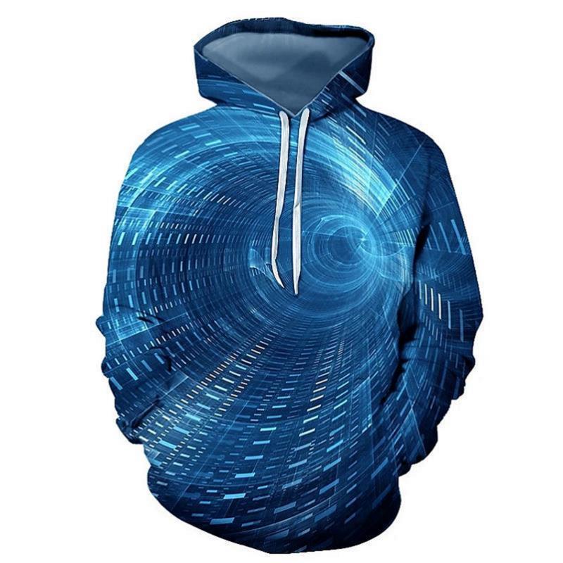 Title 13, 3d Plus Size Swirl Print Long-sleeved Hoodie Me...