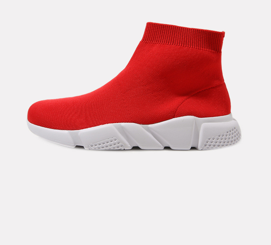 New Plush Thickened Casual Flying Woven Shoes Full Size Red - Shop at LoveMi