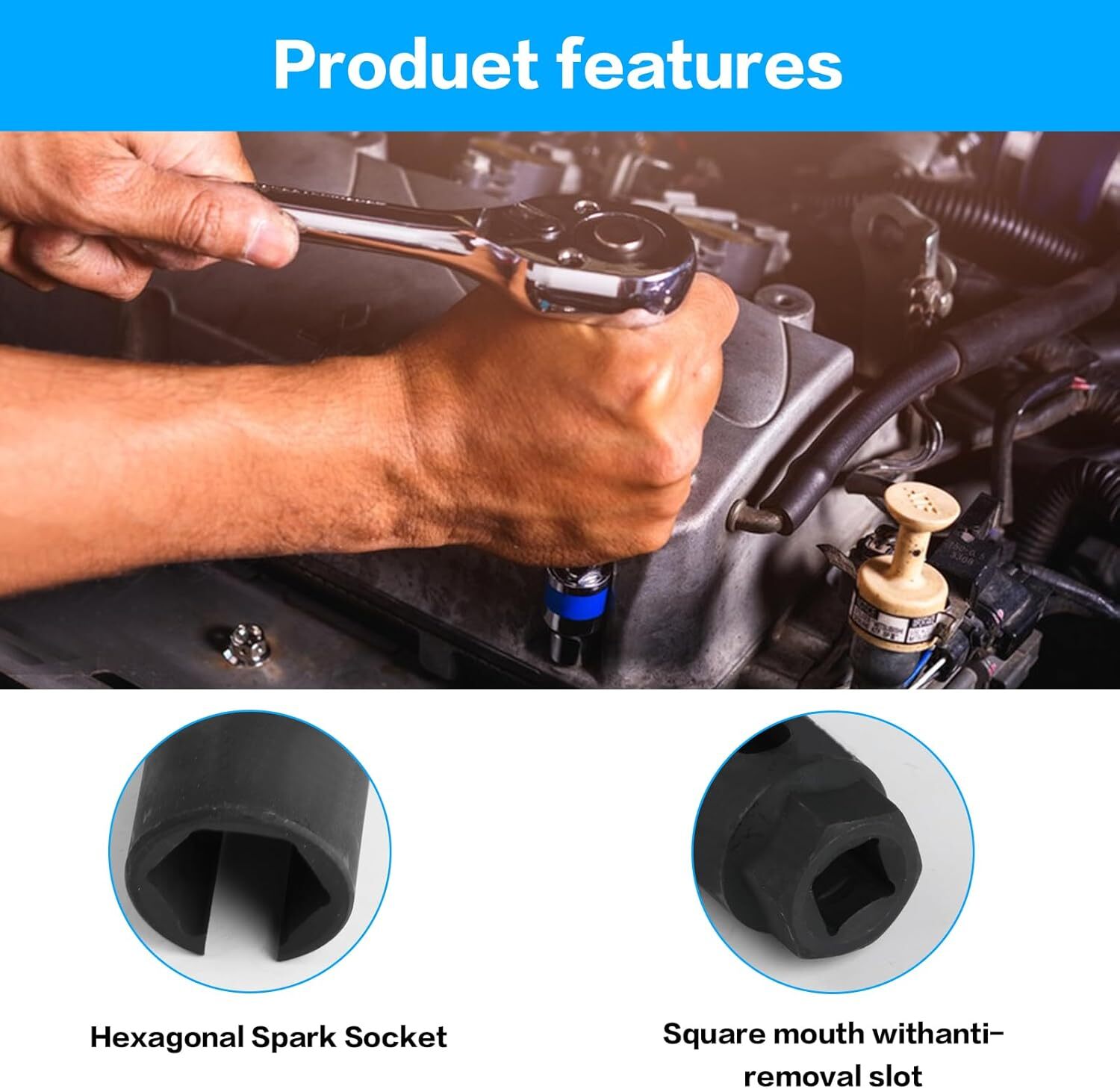 1 2 Drive Car Lambda Oxygen Sensor Open Socket Wrench Removal Hand Tool 22mm UK — image 4