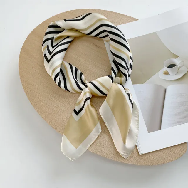 Silk Scarf New Black And White Checkerboard Scarf Women Beige - Shop at LoveMi
