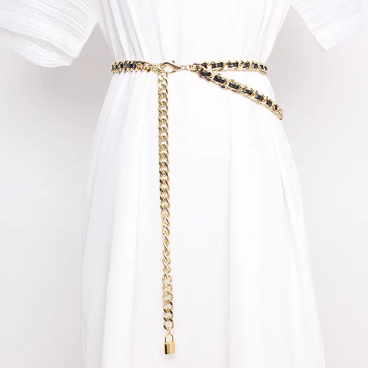 Korean Version Of All-match Waist Rope Female Metal Waist Chain Female Thin Belt Decoration Dress Sweater Fur Small Belt With Accessories