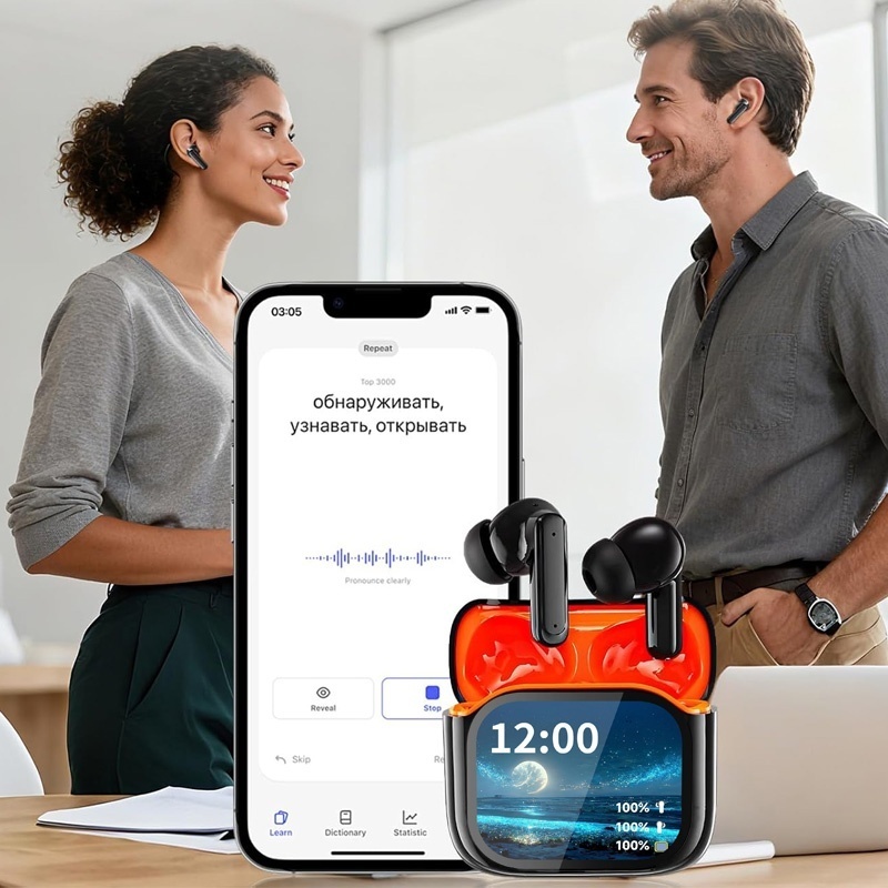 Wireless BT AI Translation Earbuds 144-Language Real-time Translation Headphones