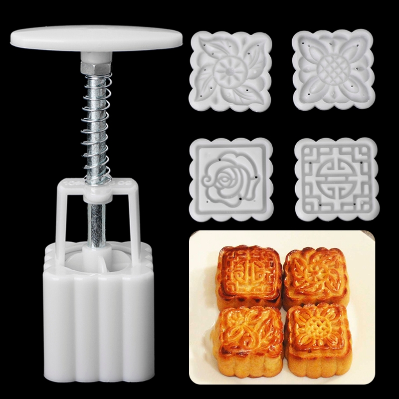 Title 4, Canton Square Snowy Mooncake Mould Hand Pressur...