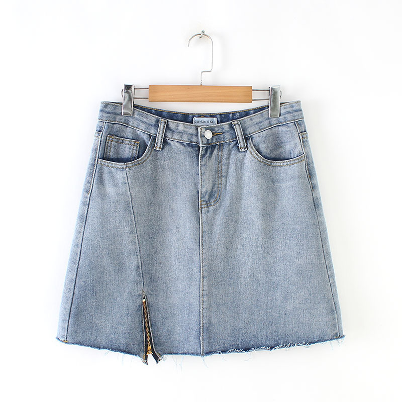 Title 3, Denim skirt with irregular high waist and hip, ...