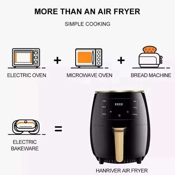 Friteuse à air 6l, grande capacité, écran tactile numérique, multifonction – Image 8