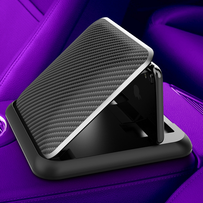 Carbon Fiber Texture Silicone Car Dashboard Center Console Navigation Phone Holder - Image 4
