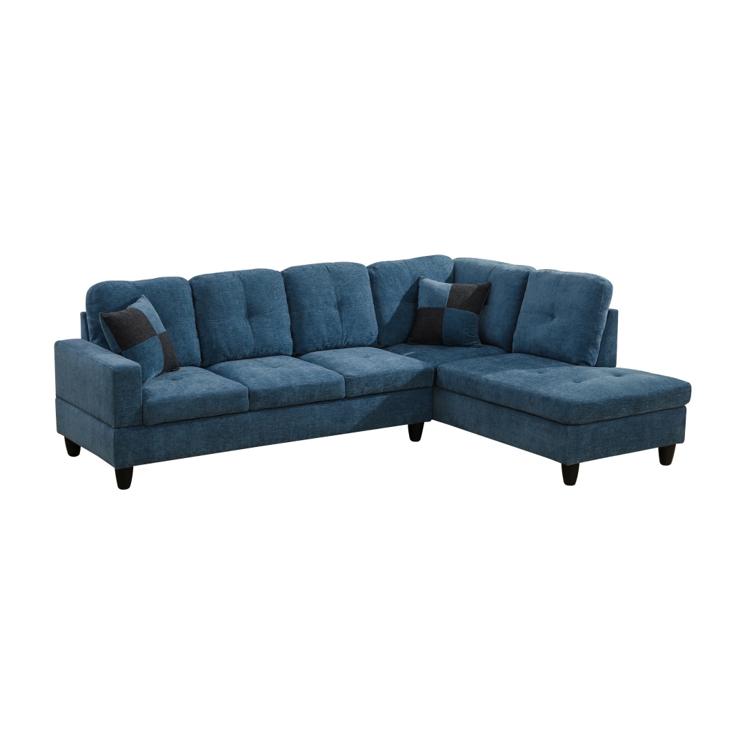 Pickup Only--Blue Flannel 3-Piece Couch Living Room Sofa Set
