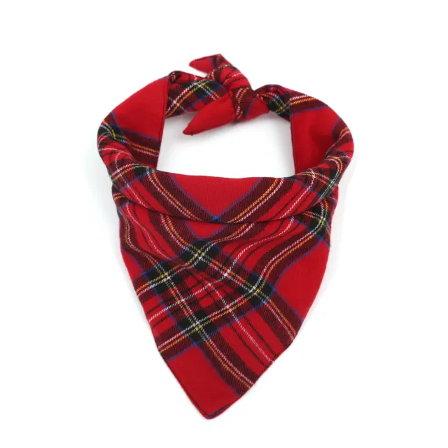 Christmas Double Cotton Plaid Pet Triangle Scarf Warm Cat And Dog Saliva Towel Bib Redb - Shop at LoveMi