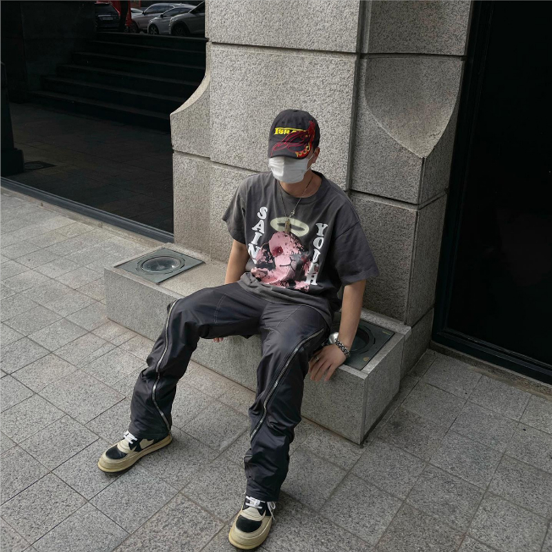 High Street Grailz The Same Three-dimensional Pocket Nylon Straight Functional Overalls Men's Tide Brand Niche Zipper