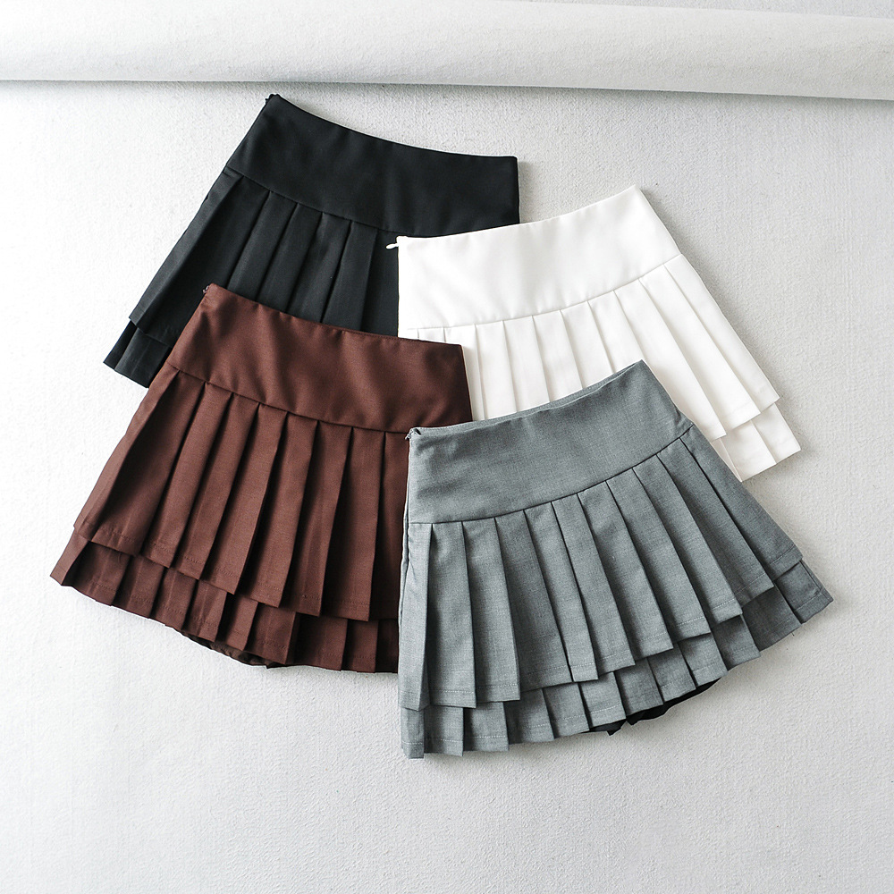 Ladies Fashion Personality Double Pleated Skirt
