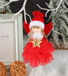 Angel Girl Doll Christmas Decoration Pendant - Red - View 1