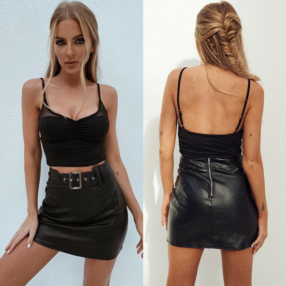 Title 3, High waist PU leather slim hip skirt, perfect f...