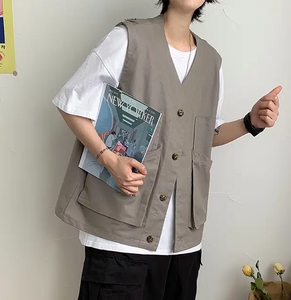 Multi Pocket Workwear Trend Vest Custom Embroidery