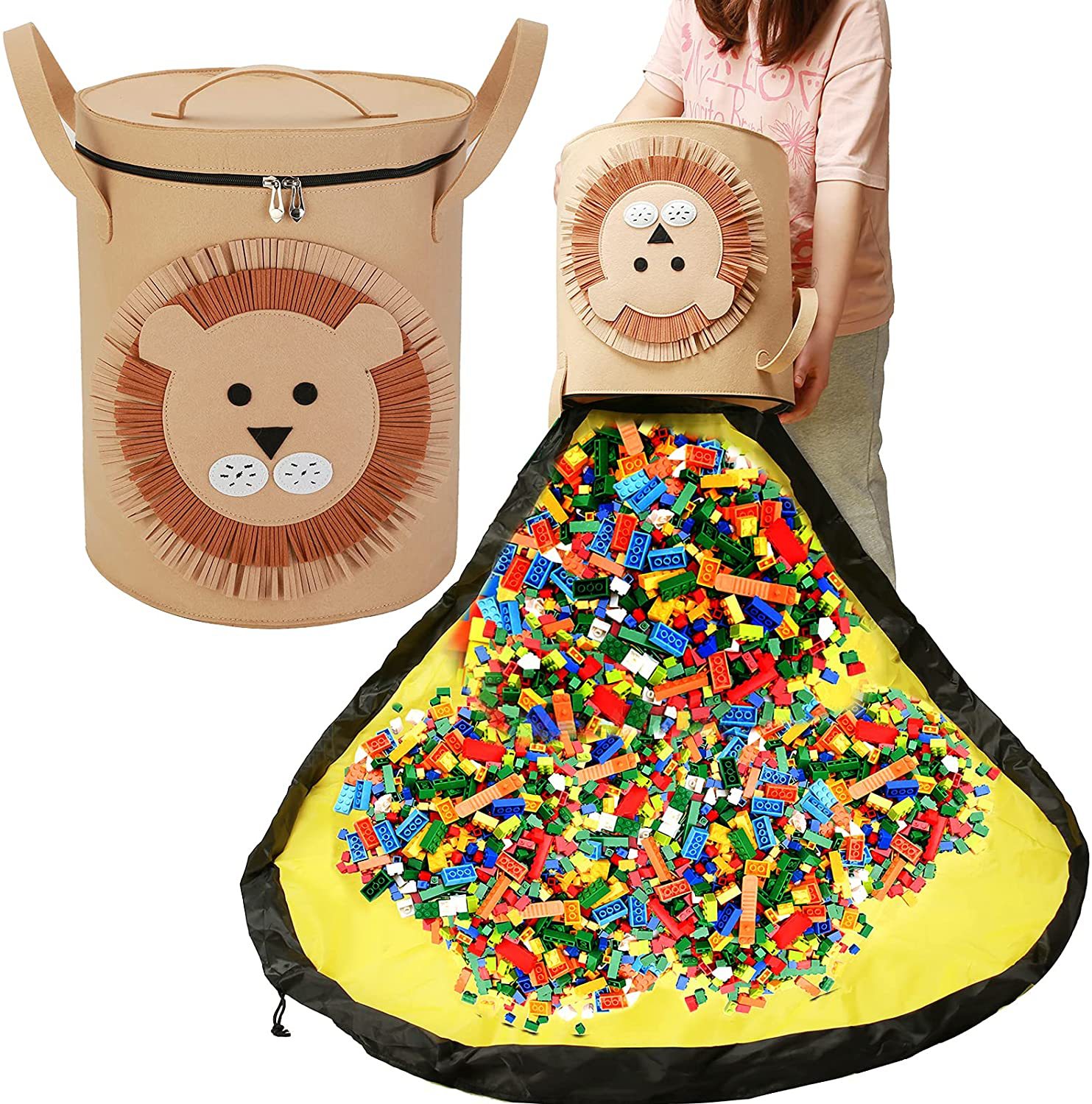 Felt Storage Bag Toy Play Mat 2 In 1 Pull Rope — foto 2