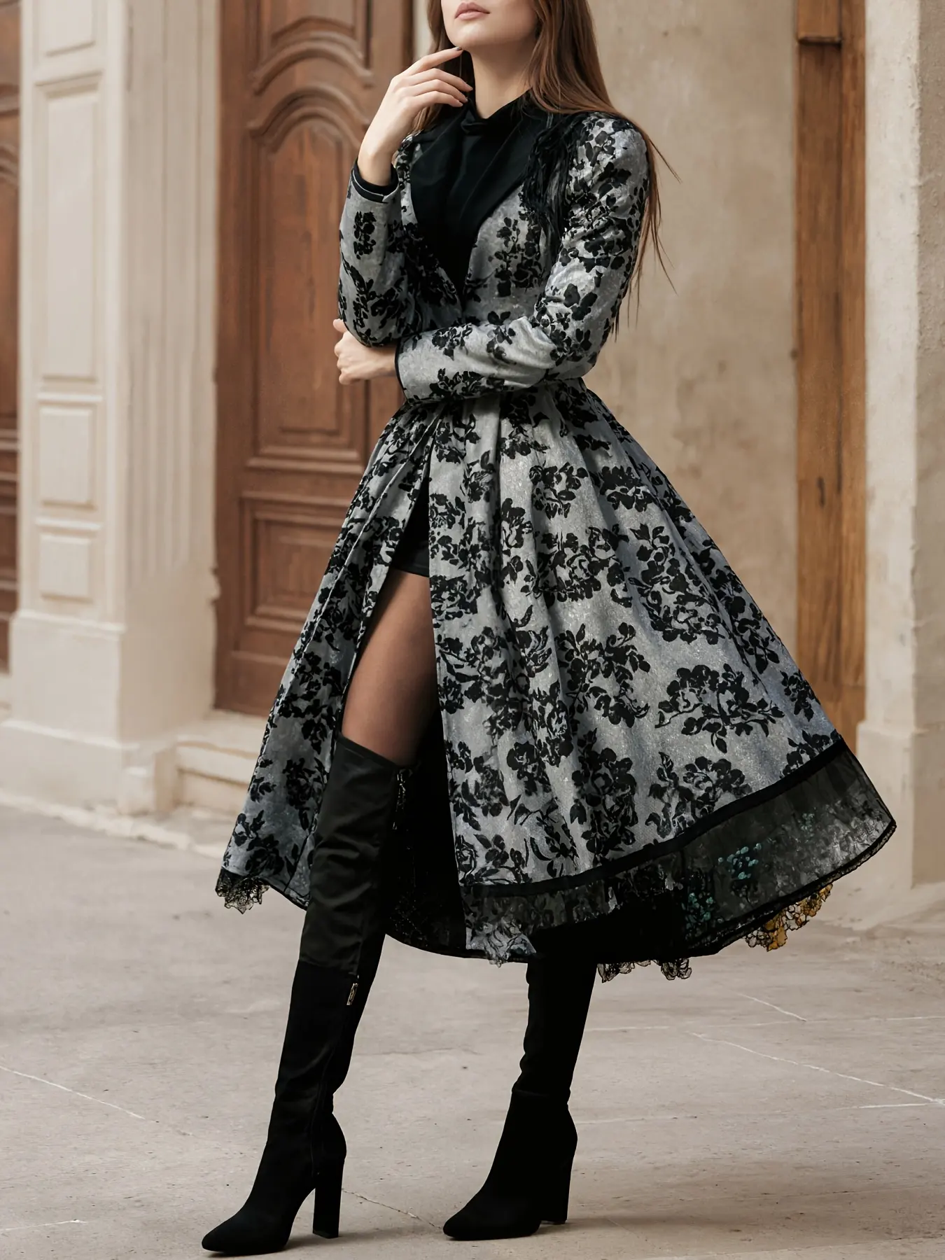 New Women’s Evening Dress, Lace Decoration, Collar