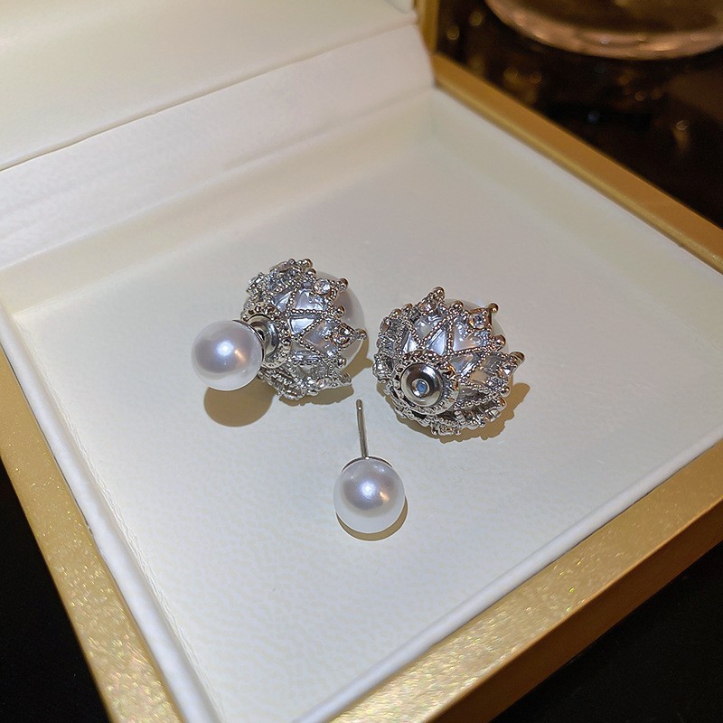 Elegant High-end Pearl Flower Earrings French Cottagecore Monet Garden Women Accessory