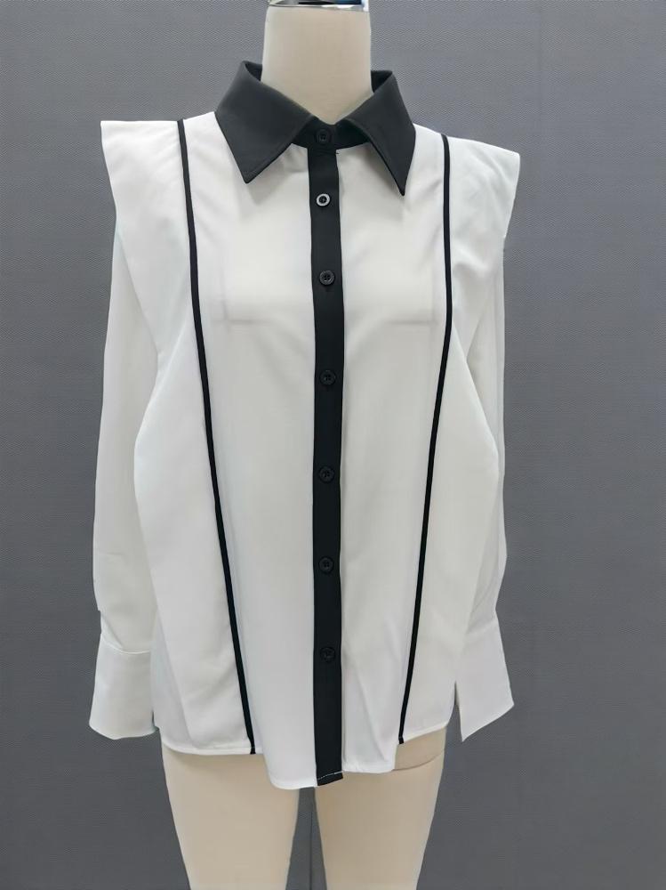 Women’s black white colorblock shirt