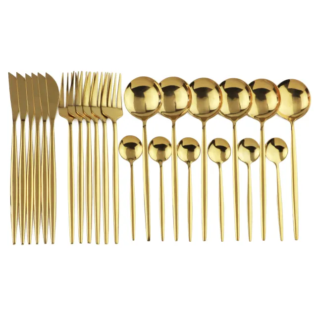 Stainless Steel Cutlery 24 piece Set Gold - Shop at LoveMi
