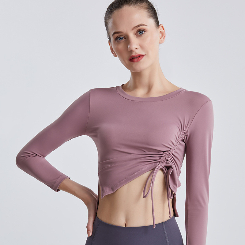 Title 6, Slimming Bow Drawstring Skinny Long Sleeve Top