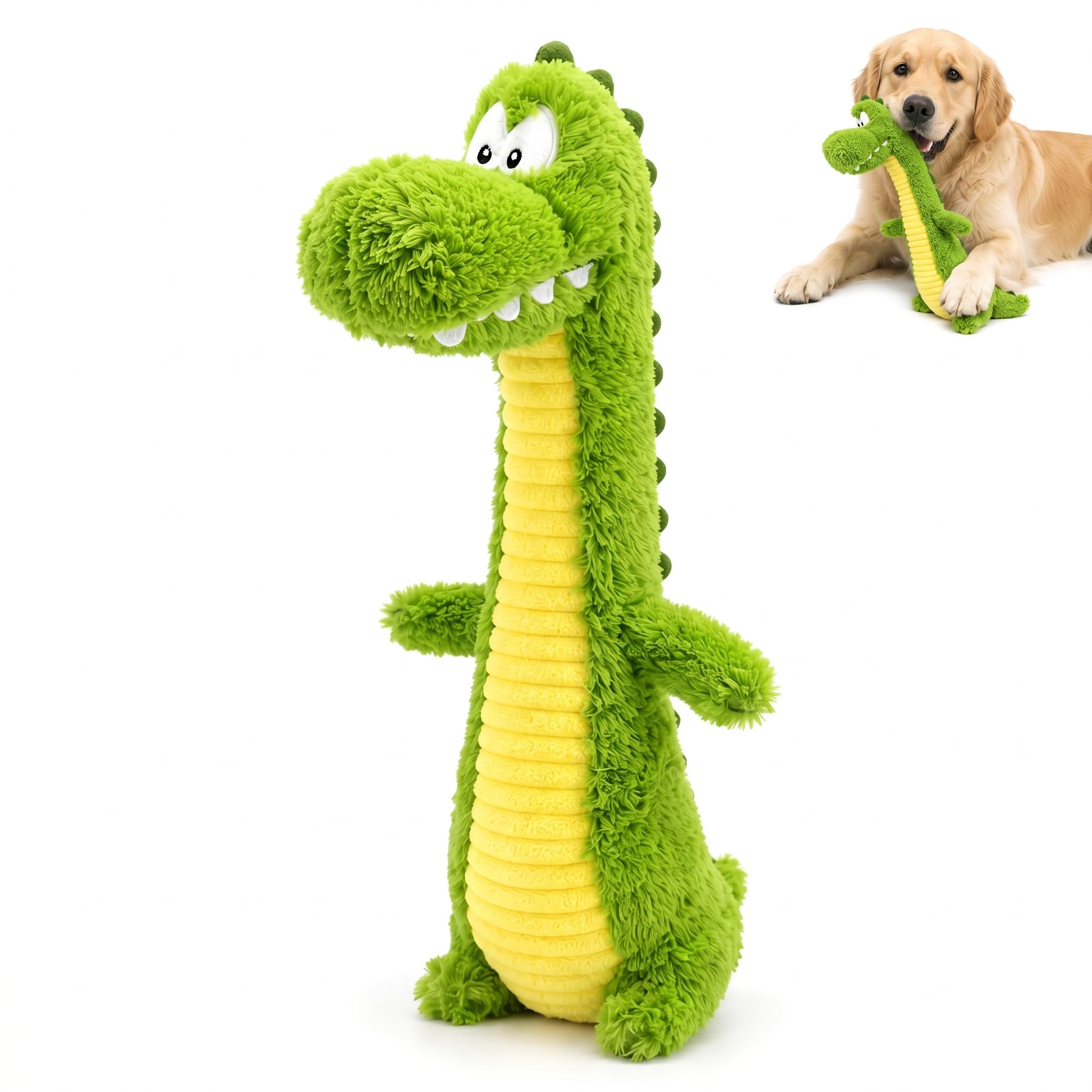 Squeaky Dog Plush Chew Toy, Interactive Tug Squeaky Toy For Chewers, Medium & Large Dogs & Fetch Play, Stuffed