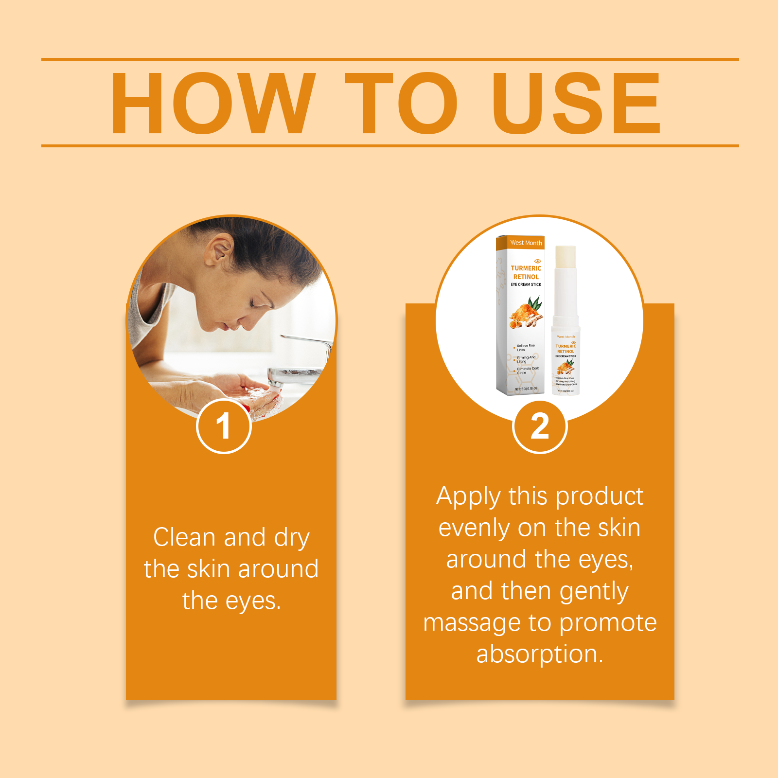 Turmeric Retinol Eye Cream Stick, Firming Brightening Under Eye Stick For Dark Circles Puffiness Fine… image 2