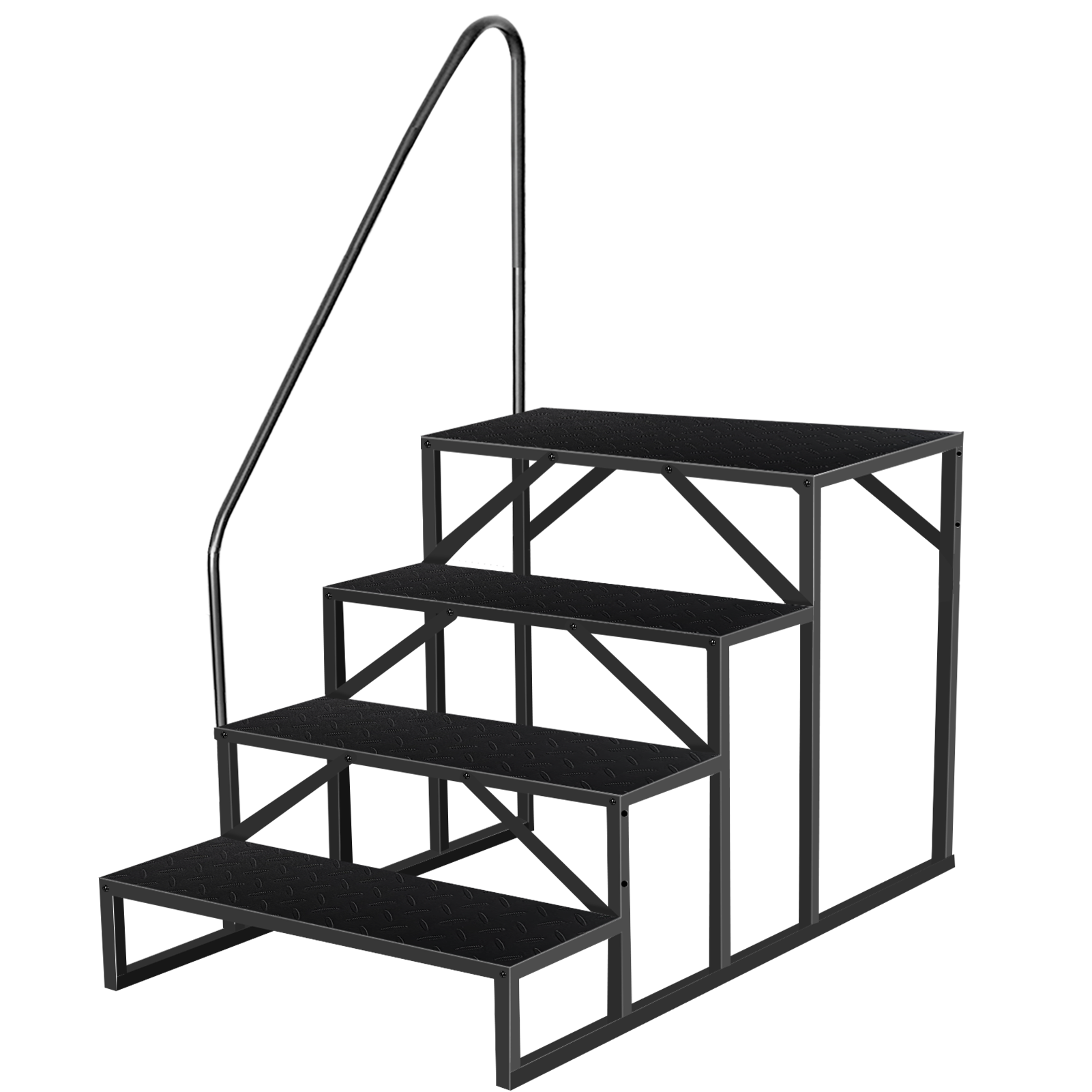 4-step With Handle, Anti Slip 4-step For Camping Vehicle Swimming Pool, Steel Safety Ladder For Camping Vehicle, Maximum Load Capacity Of 300 Kilograms, Mobile House Porch Ladder