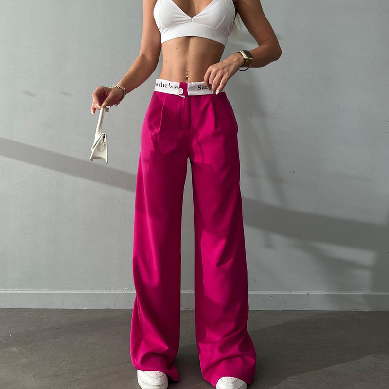 Title 3, Knitted High Waist Contrast Color Loose Trousers