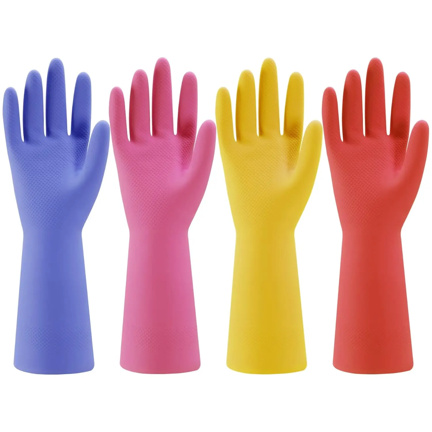 Rubber Kitchen Dishwashing Gloves Colorful Reusable Household