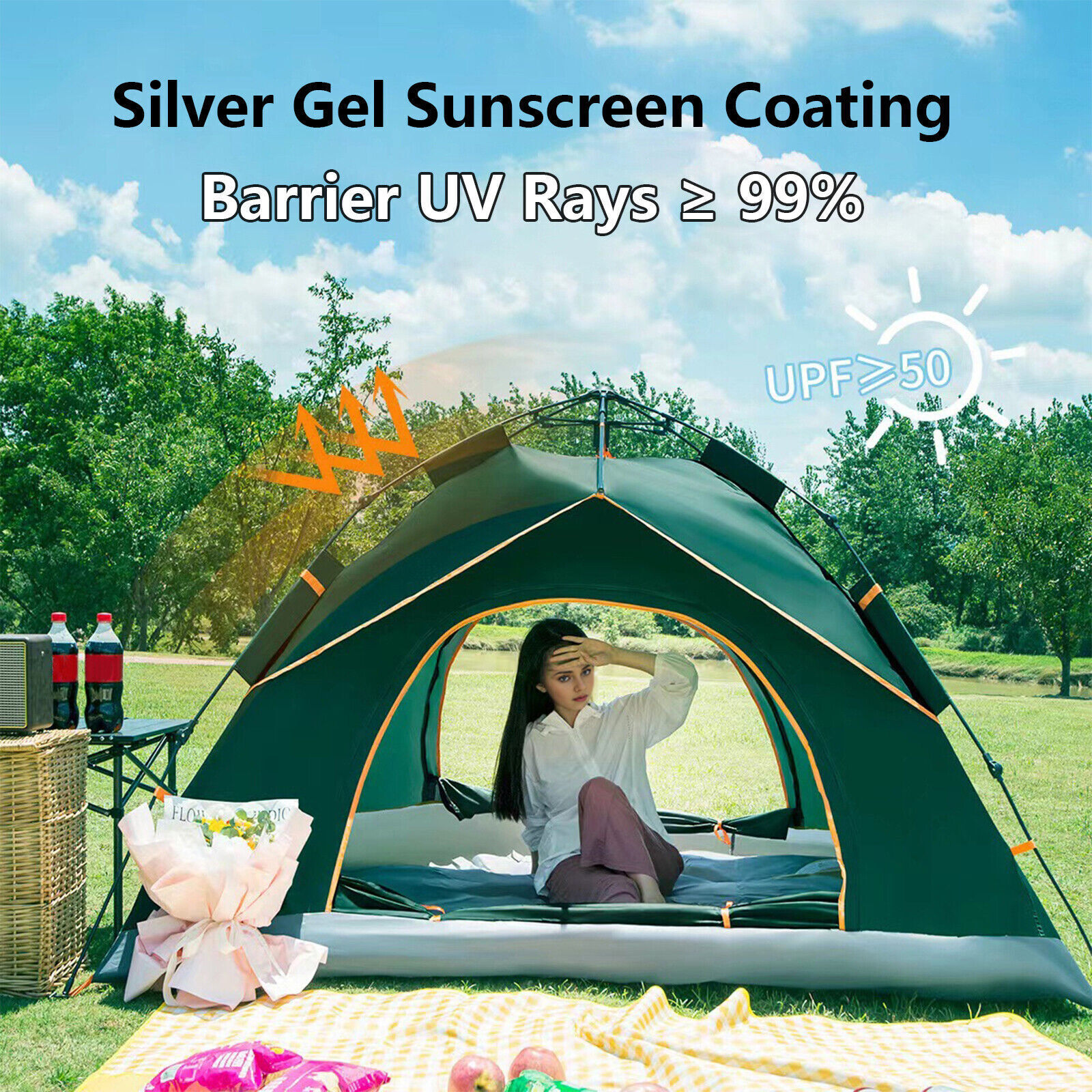 3-4 Man Automatic Instant Double Layer -Up Camping Tent Waterproof Outdoor 10