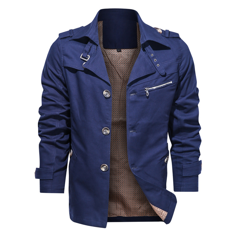 Cotton Lapel Mid-length Men's Casual Jacket